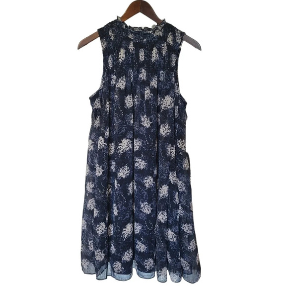 Joie Flowy Mini Dress Baltic Print Womens Medium Wedding Guest Cocktail Party - Picture 3 of 13